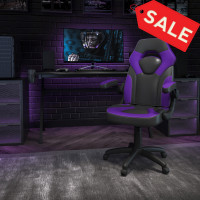 Flash Furniture CH-00095-PR-GG X10 Gaming Chair Racing Office Ergonomic Computer PC Adjustable Swivel Chair with Flip-up Arms, Purple/Black LeatherSoft